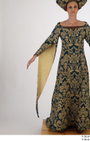  Photos Woman in Historical Dress 2 15th Century a poses blue Gold and dress medieval clothing whole body 0011.jpg